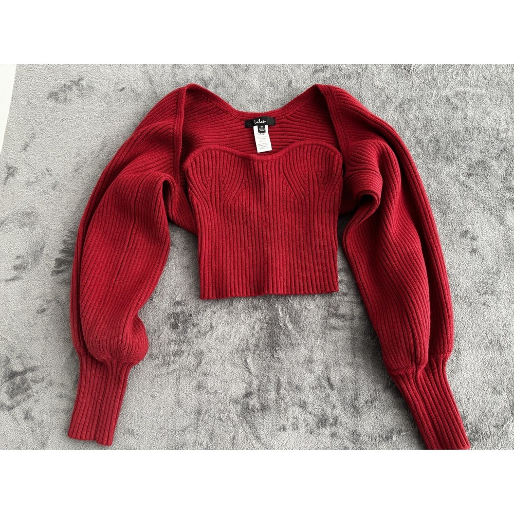 Lulus Red Two-Piece Ribbed‎ Knit Top Size Medium - Picture 12 of 12